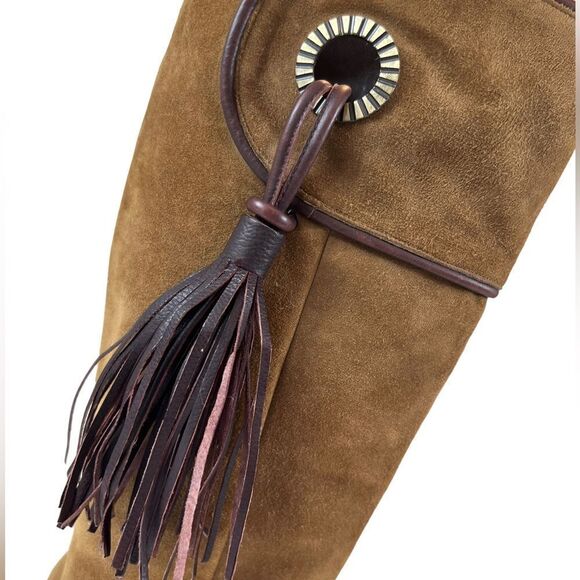 BCBGMaxAzria Suede Tassle Heel Boots - Picture 3 of 13